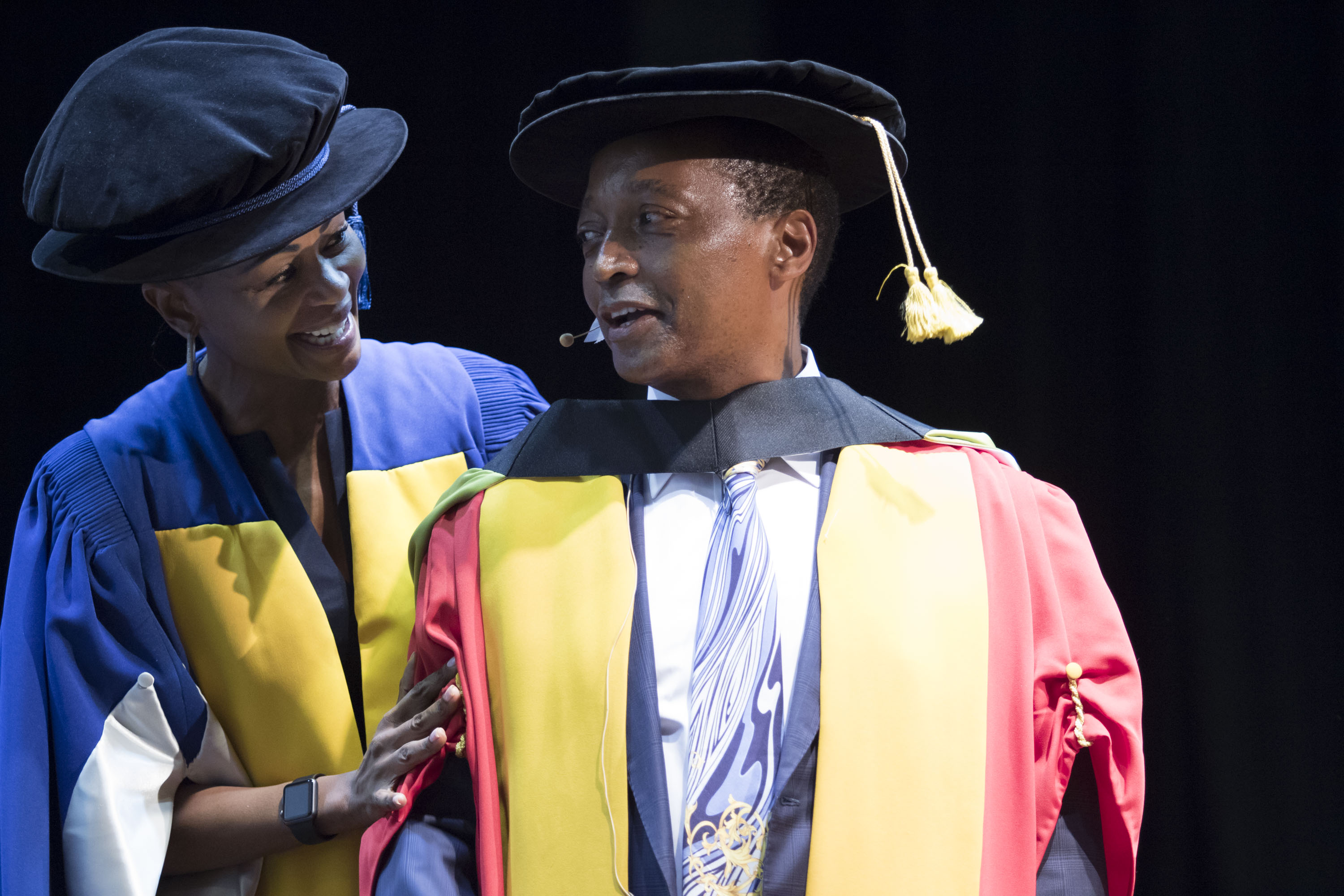 Business tycoon and philanthropist Patrice Motsepe with Wits Chancellor Justice Dikgang Moseneke